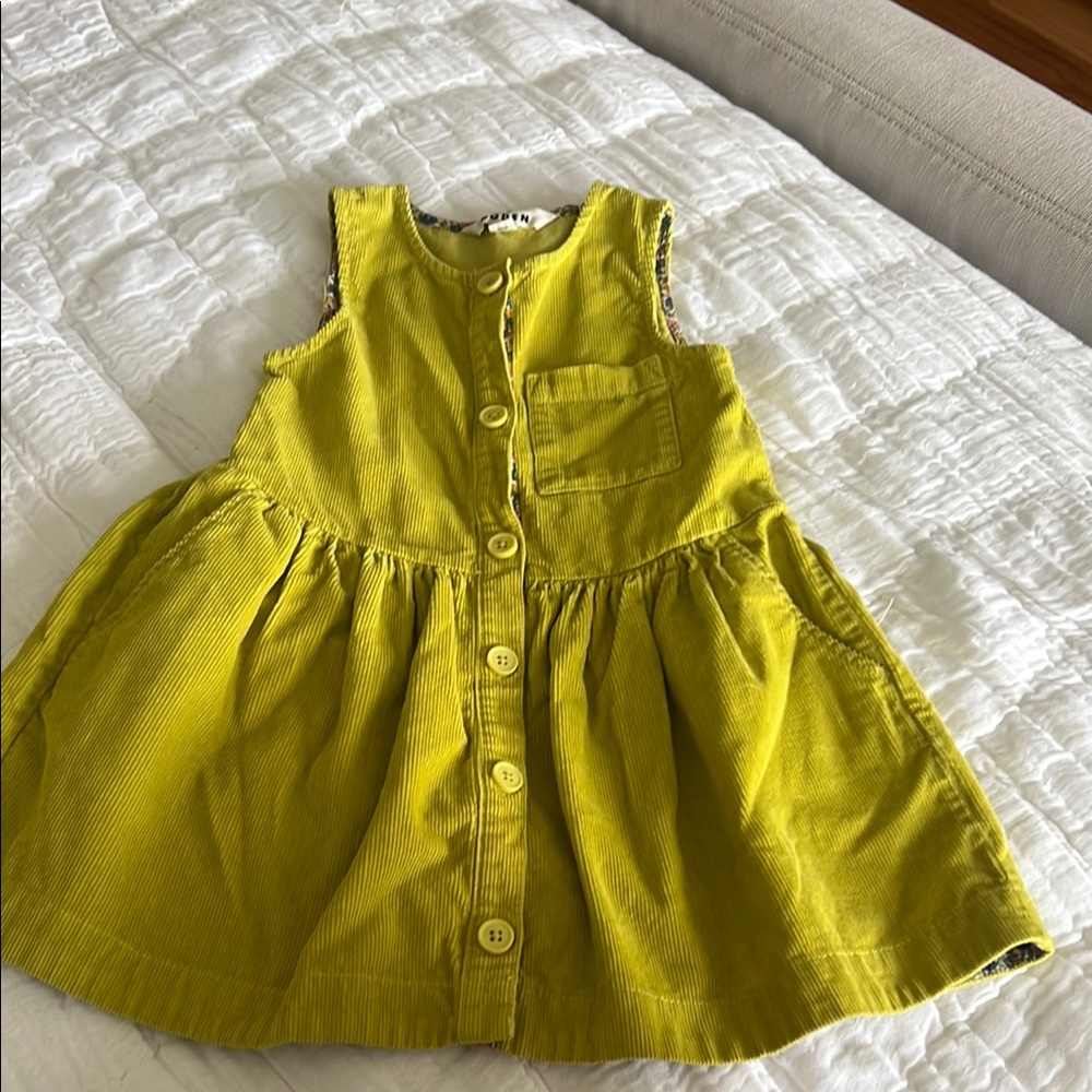 Mini Boden Button Through Cord Pinafore dress, 4-5